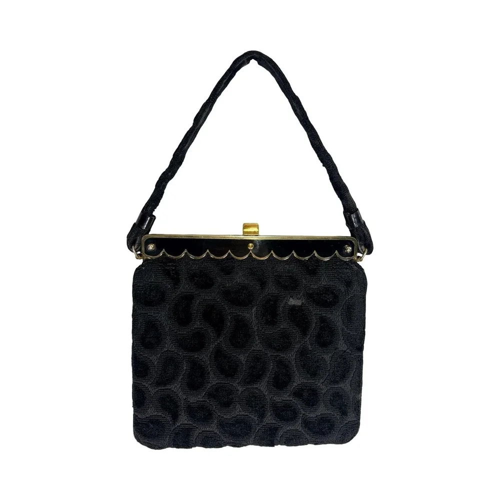 Kadin Women's Vintage Class Black Tapestry Evening Bag Purse‎ 1950's Made In USA